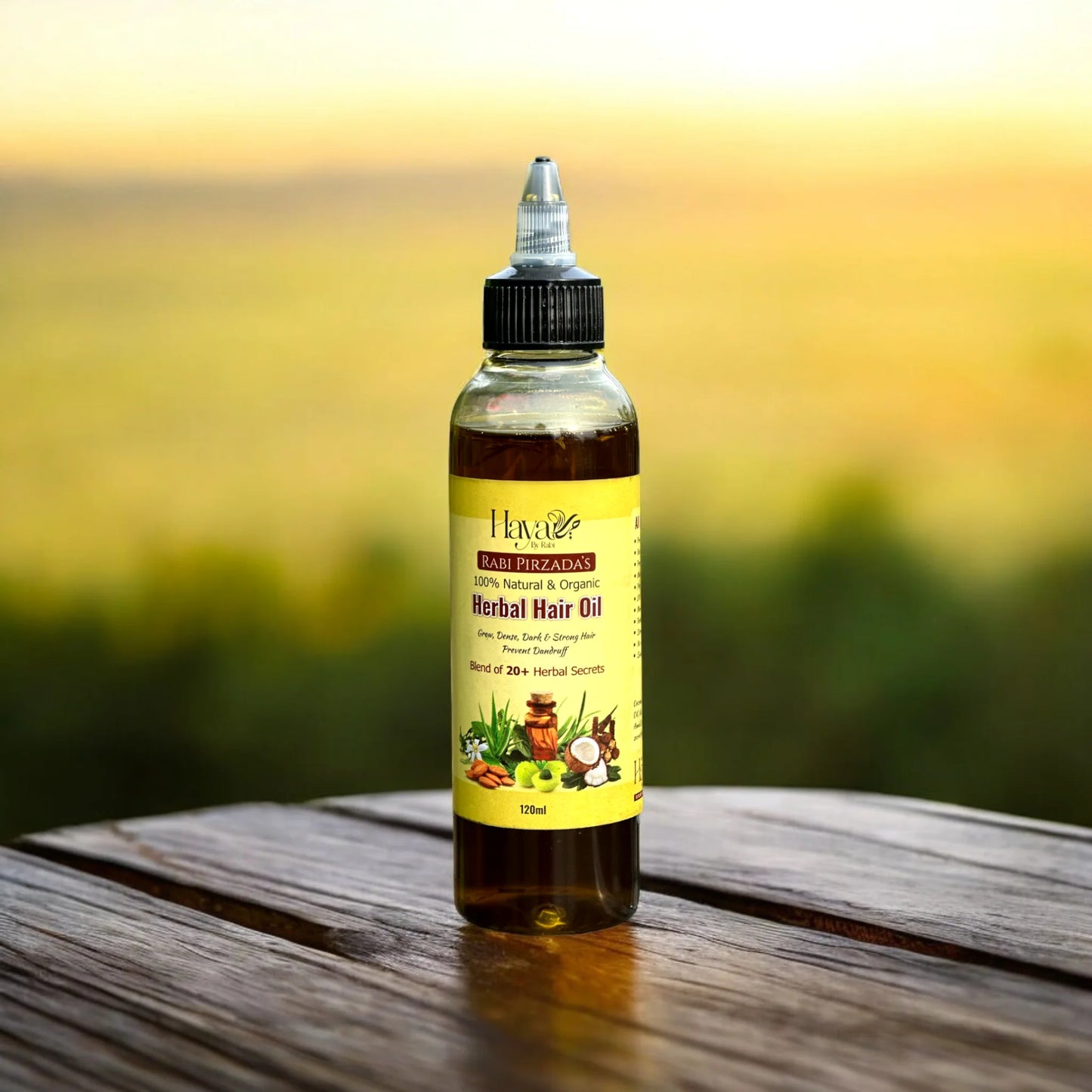 Haya by Rabi 100 percent natural organic herbal hair oil to prevent dandruff and hair fall