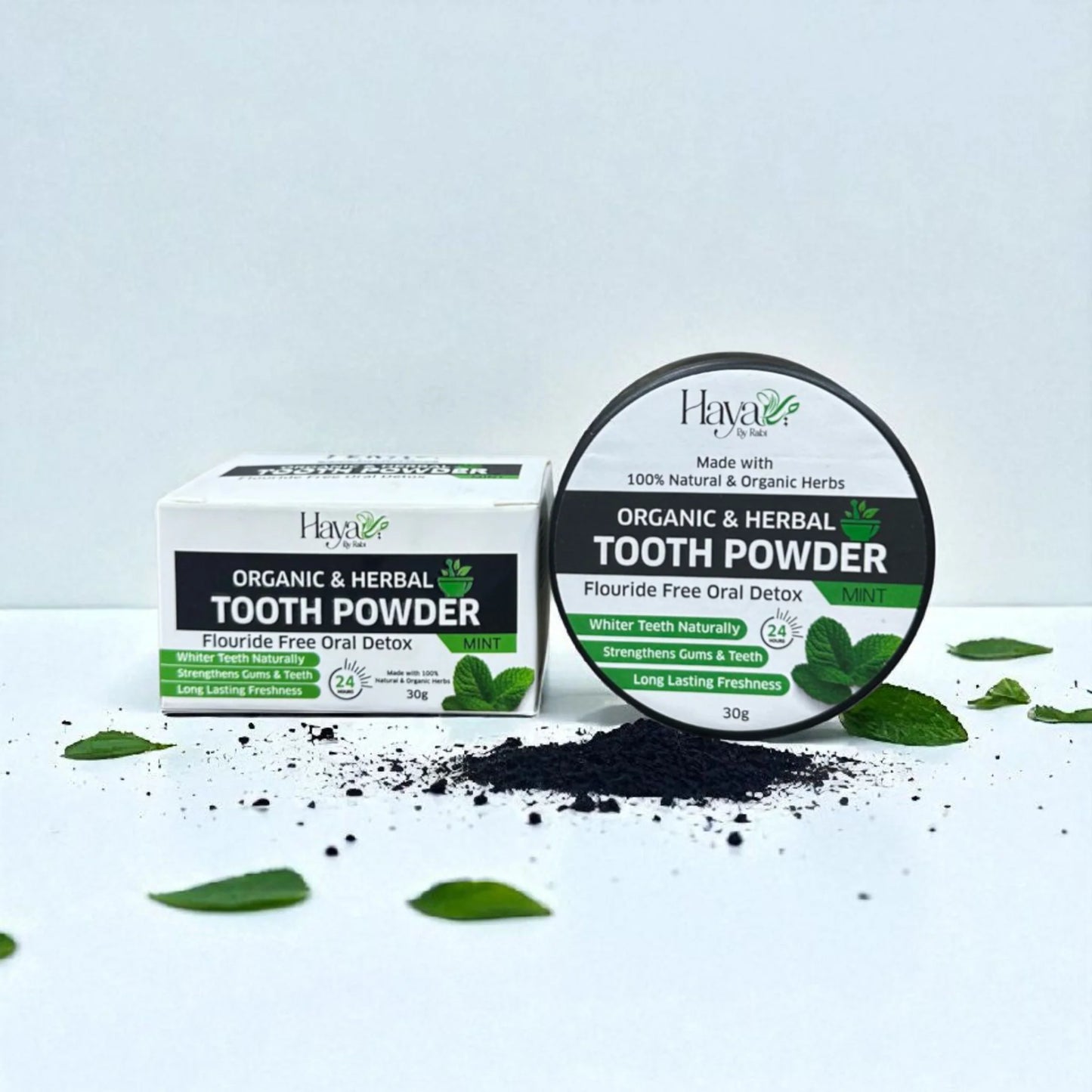 Haya by Rabi 100% natural and organic herbal tooth powder for long lasting freshness