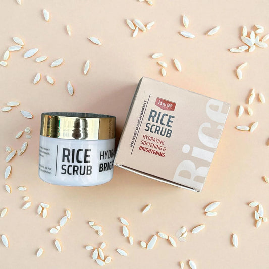 Haya by Rabi Rice Scrub 100g for hydrating, softening, and brightening skin.